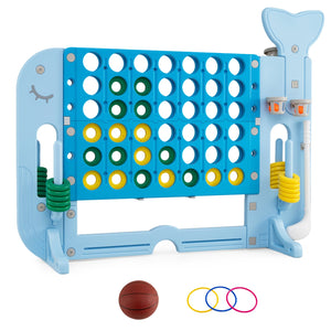 Giant 4-to-Score Game Set Jumbo Connect Four Game with Ring-toss-Blue