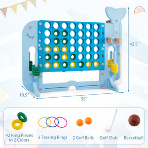 Giant 4-to-Score Game Set Jumbo Connect Four Game with Ring-toss-Blue view 4