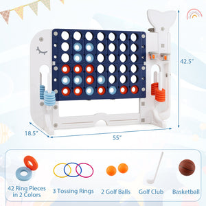 Giant 4-to-Score Game Set Jumbo Connect Four Game with Ring-toss-Navy view 4