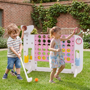 Giant 4-to-Score Game Set Jumbo Connect Four Game with Ring-toss-Pink view 2