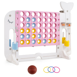 Giant 4-to-Score Game Set Jumbo Connect Four Game with Ring-toss-Pink