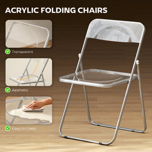 4 Pack Acrylic Foldable Chairs, Transparent Folding Chairs for Living Room, Home Office, Party, Clear – view 3
