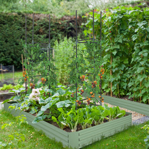 6' x 3' x 1' Raised Garden Bed with 2 Trellis Tomato Cages, Steel Frame Elevated Planter Box, Black – view 21
