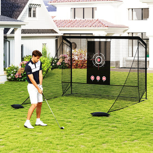Golf Practice Hitting Net Golf Cage with Dual Side Barriers Target Cloth Metal Frame view 5