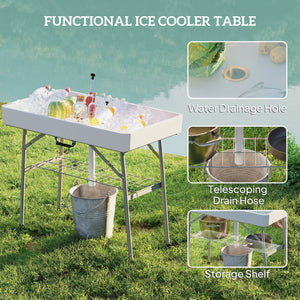 3.4ft Folding Ice Cooler Table with Drain, Outdoor Patio Party Cooler for Drinks – view 3
