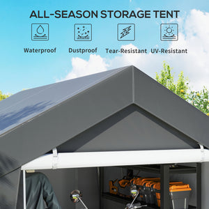 7' x 12' Outdoor Storage Shed Portable Garage with Roll-up Door for Motorcycle, Bike, Garden Tools, Beige – view 24