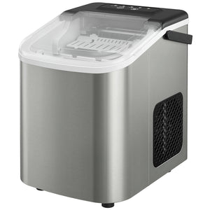 Portable Ice Maker Countertop, Self-Cleaning Ice Machine with 2 Bullet Ice Sizes, Ice Scoop, Silver