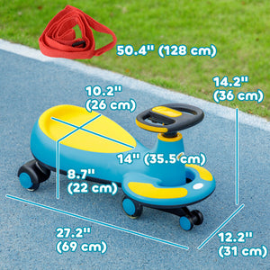 Qaba Kids Wiggle Car w/ Parent Traction Rope, Music, Light