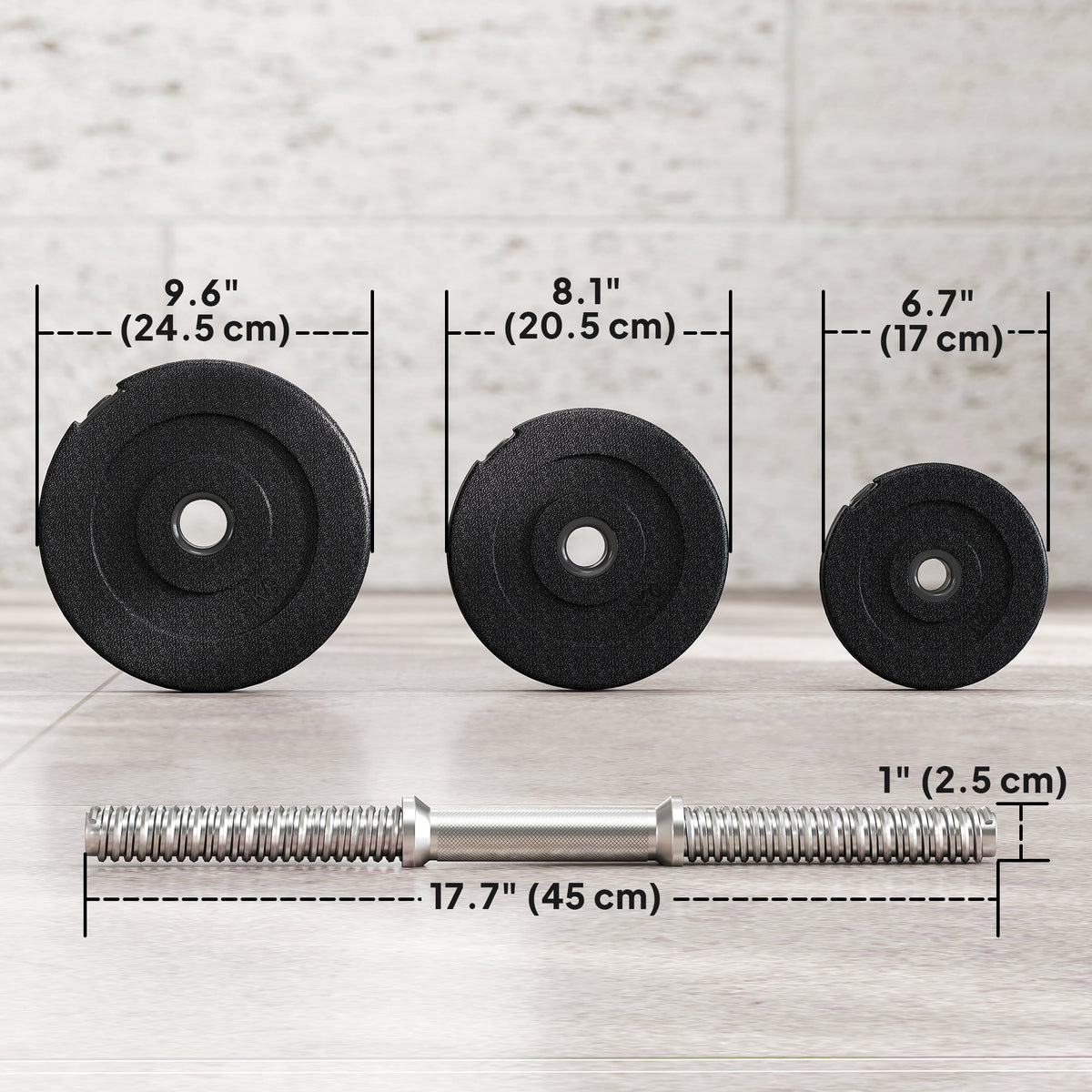 Soozier Adjustable 2 x 44lbs Weight Dumbbell Set for Weight Fitness Training Exercise Fitness Home Gym Equipment, Black (Pair)