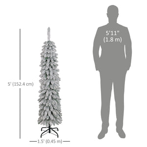 6ft Pencil Artificial Christmas Tree with Pine Realistic Branches, Auto Open, Pink and White