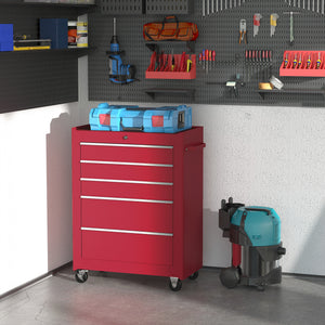 5-Drawer Rolling Tool Cabinet on Wheels, Lockable Tool Chest, Tool Organizer for Garage – view 14