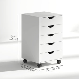 File Cabinet with 5 Drawer Wheels, 15.7" x 15.7" x 26.4", Black – view 9