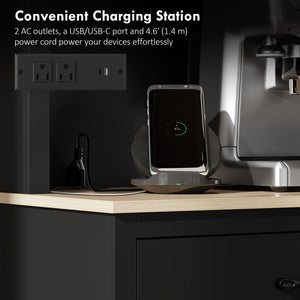 69" Kitchen Pantry Cabinet with Charging Station Kitchen Cabinet with Microwave Stand 7 Gallon Trash Can – view 5