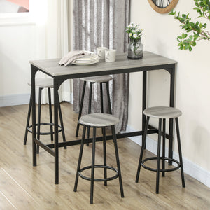 5-Piece Bar Table Set for 4, Industrial Counter Height Bar Table and Chairs for Kitchen, Dining Room, Grey – view 7