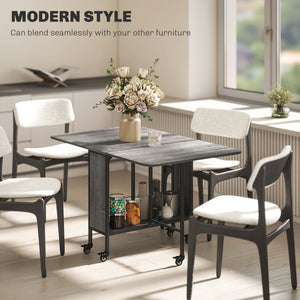 Folding Dining Table, Extendable Kitchen Table for Small Spaces with Storage Shelf and 6 Wheels – view 6