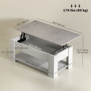 Lift Top Coffee Table with Hidden Storage Compartment and Open Shelf, Center Table for Living Room, Grey – view 9