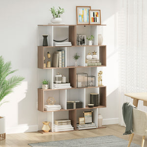 5-Tier Geometric Bookcase Display Shelf Storage Shelf Modern Room Divider Living Room Home Office Furniture, White