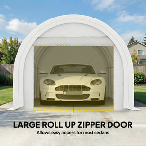 10' x 16' Heavy Duty Portable Carport Tent with Zippered Door, PE Cover for Car, Boat, Motorcycle, Bike – view 18