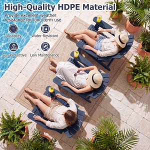 HDPE Adirondack Chair with Cup Holder and Wood-Like Texture High Back for Garden -Blue view 6