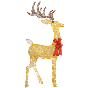 Light Up Reindeer Yard Decoration, Lighted Deer Christmas Decoration with LED Lights for Indoor, Outdoor, Lawn, Gold
