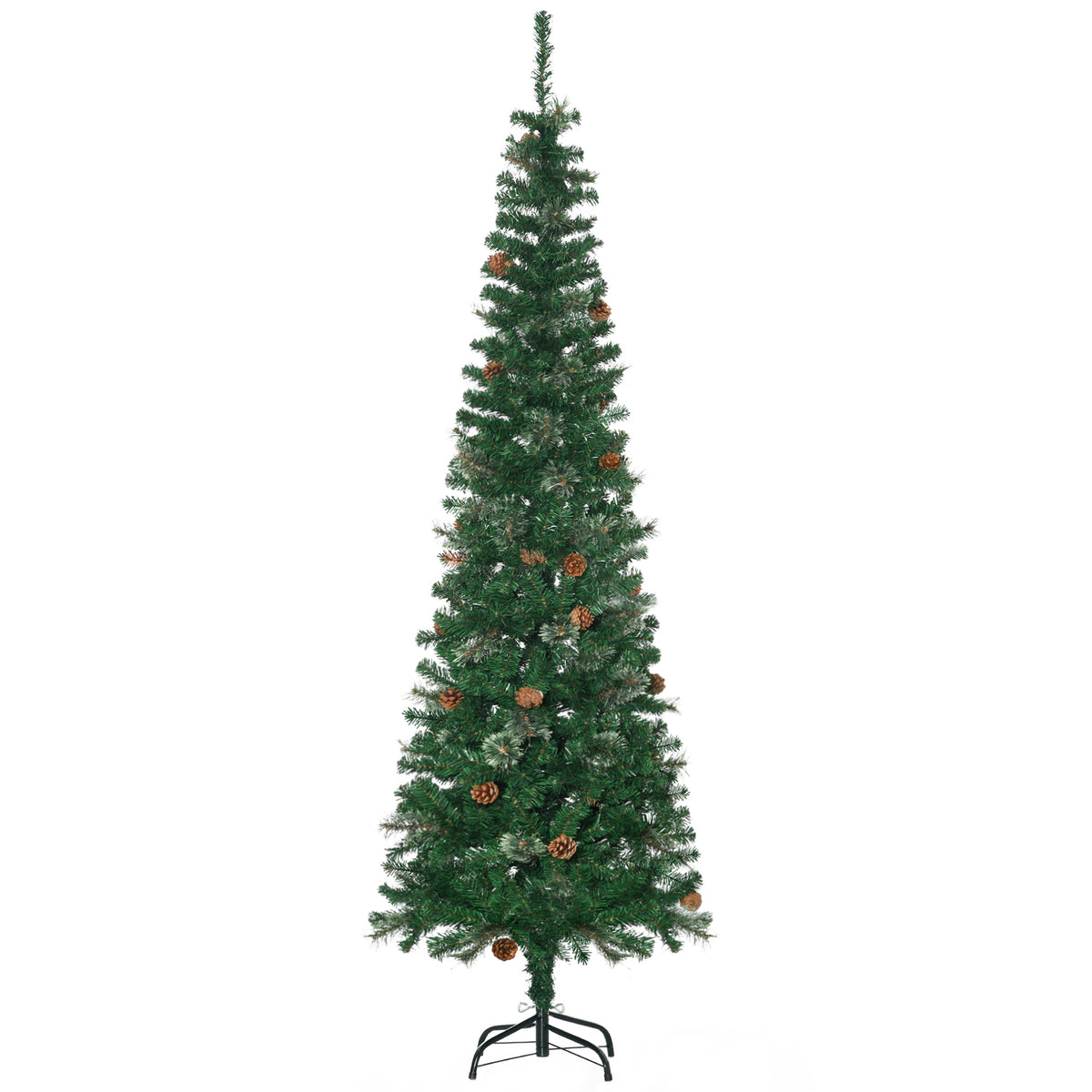 7.5ft Pencil Christmas Tree, Artificial Christmas with Pine Needles, Realistic Branches, Pine Cones – view 2