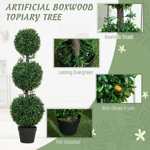 3FT Artificial Boxwood Topiary Tree Set of 2, Faux Two Ball Topiary Tree in Pot for Indoor Outdoor Decor – view 10