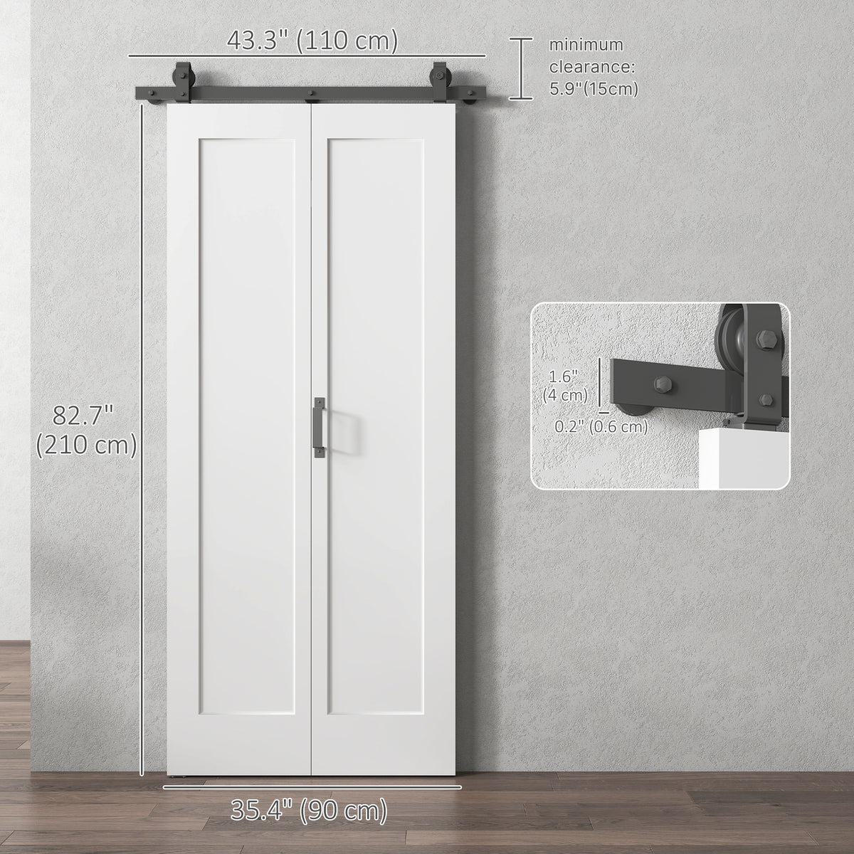35" x 83" Sliding Door with 3.6FT Bi-Folding Door, Hardware Kit Included & Handle, DIY Paintable MDF Surface