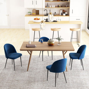 Modern Dining Chairs, Mid-Back Velvet-touch Upholstery Side Chair, Table Chair for Living Room, Dining Room, Dark Blue, Set of 4