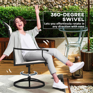 Outdoor Swivel Dining Chairs Set of 2, High Back Swivel Chairs with All Weather Mesh for Deck, Backyard – view 3