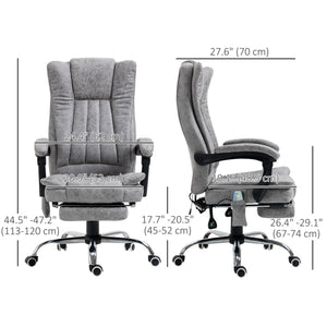 Office Chair 6-point Vibration Massage Chair Micro Fiber Recliner with Retractable Footrest Black – view 16