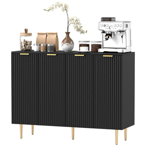 Modern Kitchen Storage Cabinet, Sideboard Buffet Cabinet with Adjustable Shelves for Hallway, Black