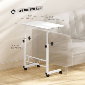 Mobile Standing Desk with Adjustable Height, 23.5 inch Stand Up Desk with Wheels, Natural Wood