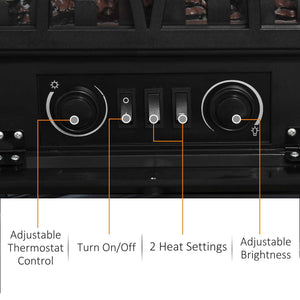 Free Stand Electric Fireplace Stove Heater with Adjustable LED Flame Effect and Front Door, 750W/1500W, Black