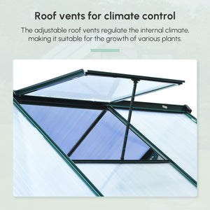6.2' x 6.3' x 6.6' Clear Polycarbonate Greenhouse, Large Walk-In Green House Garden, Plants Grow, Galvanized Sheet Frame w/ Slide Door