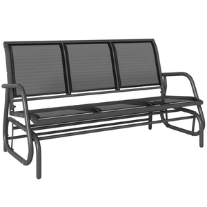 3-Seat Outdoor Glider Chair, Patio Rocking Chair, Steel Frame, Sling Fabric Seat for Garden, Backyard