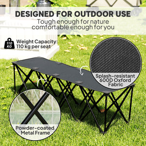 Portable 4-Seater Folding Camping Chair, Team Bench Chair with Carry Bag for Soccer Football Team, No Assembly