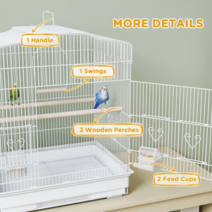 23" Bird Cage, Finches Canaries, Parrot Cage with Doors Perches, 2 Feeder Pet Supplies, White