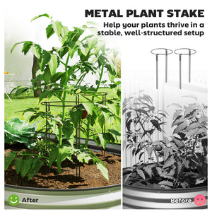 7' x 3' x 1' Large Outdoor Planter Box, Galvanized Raised Garden Bed with Metal Plant Stake, Silver