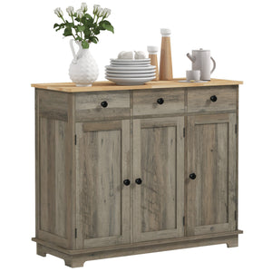 Modern Sideboard, Buffet Cabinet with Storage Cabinets, Drawers and Adjustable Shelves for Living Room, Washed Grey