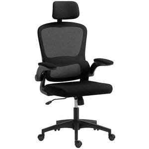 Ergonomic Mesh Office Chair, High Back Desk Chair with Rotatable Headrest, Flip-Up Armrests