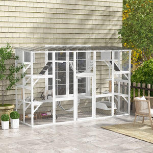 Large Outdoor Catio with Condos, Platforms, Doors, Ladders, Weather-Resistant Roof, Grey – view 14