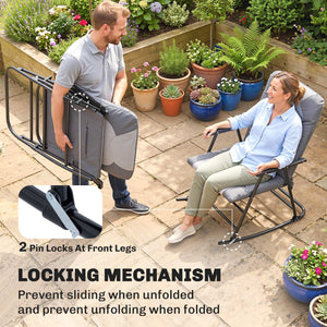 Folding Rocking Chair Set of 2 Padded Rockers with Armrest, Navy Blue – view 18