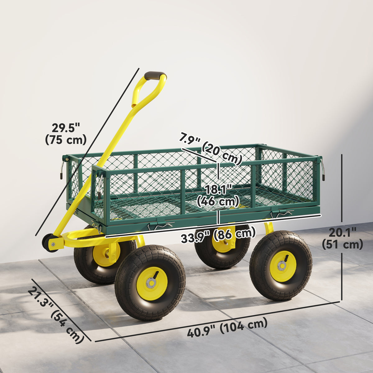 Garden Cart, Utility Wagon Cart with Removable Sides, Convert into Flatbed, 10" Wheels – view 2