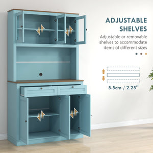 71" Pantry Cabinet with Microwave Space, Buffet with Hutch, 2 Drawers, Adjustable Shelves and Glass Doors – view 4