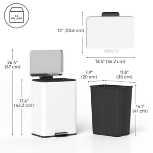 Garbage Bin, Soft-Close Trash Can with Foot Pedal, 5 Gallon (20 L) Garbage Can with Removable Inner Bucket – view 9