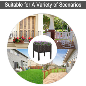 1 Piece Raised Garden Bed PP Raised Flower Bed Vegetable Herb Grow Box Stand Brown – view 3