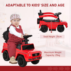 Aosom Mercedes-Benz G350 Licensed Push Car, 3-in-1 Toddler Sliding Car with Horn, Steering, Foot Rest, Seat Storage