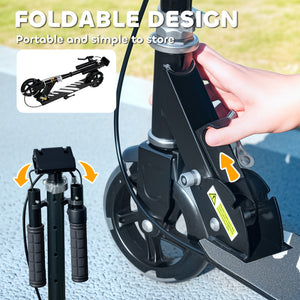 Qaba Scooter for Kids Ages 3-8 with Light Up Wheels, Adjustable Handlebar, Rear Brake & Handbrake for Girls and Boys