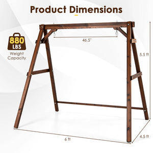 Heavy-Duty Carbonized Fir Wood Swing Frame with Reinforced Bars and 2 Hanging Rings-Brown view 4