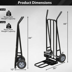 Heavy Duty Hand Truck Dolly with Dual Foldable Nose Plates-Black view 5